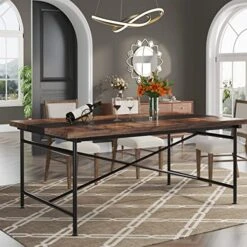 Tribesigns Dining Table Kitchen Table For 6, Industrial Rectangular Wood Table With Steel Legs Metal Frame, Farmhouse Kitchen Table For Dining Room, Home Furniture (Rustic Brown & Black) -Amazon Store 517NwfkTYML