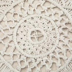 SIMPLIHOME Coates Round Macrame Pouf, Footstool, Upholstered In Natural Woven Cotton, For The Living Room, Bedroom And Kids Room, Boho, , -Amazon Store 517UMsE79PL