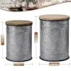 Oneinmil Rustic Storage Bins Farmhouse End Table Farmhouse Furniture Galvanized Metal Stool Ottoman Seat With Round Wood Lid Set Of 2 -Amazon Store 517ZwH1upMS