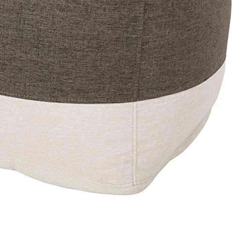 Christopher Knight Home Tattnall Contemporary Two Tone Fabric Cube Pouf, Taupe, Beige 6 Christopher Knight Home Tattnall Contemporary Two Tone Fabric Cube Pouf, Taupe, Beige - Image 4