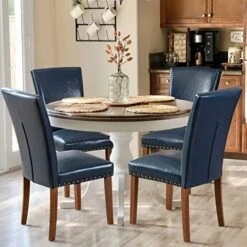 COLAMY Upholstered Parsons Dining Chairs Set Of 4, Fabric Dining Room Kitchen Side Chair With Nailhead Trim And Wood Legs - Beige -Amazon Store 517kJnZJRJL. AC