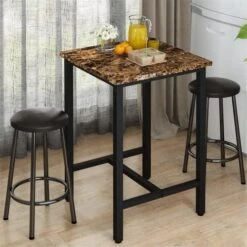 Recaceik Dining Table Set, 47.2” Rectangle Pub Dining Set Kitchen Table Set Bar Table With Stools, 3-Piece Breakfast Table Set With Metal Frame For Kitchen Dining Room W/ 2 Chairs - White 24 Recaceik Dining Table Set, 47.2” Rectangle Pub Dining Set Kitchen Table Set Bar Table With Stools, 3-Piece Breakfast Table Set With Metal Frame For Kitchen Dining Room W/ 2 Chairs - White -Amazon Store 517lcfM0YdL. AC