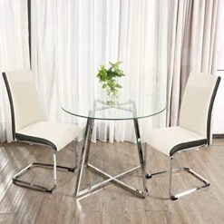Bacyion Dining Table Set For 4 Person - Tempered Glass Table And PU Leather Chairs -Modern Kitchen Table And Chairs Set For Home, Kitchen, Living Room, Breakfast Nook (White) 21 Bacyion Dining Table Set For 4 Person - Tempered Glass Table And PU Leather Chairs -Modern Kitchen Table And Chairs Set For Home, Kitchen, Living Room, Breakfast Nook (White) -Amazon Store 517oNjq9HML. AC 1