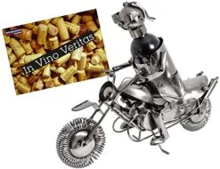 BRUBAKER Wine Bottle Holder Statue Biker Motorcyclist Sculptures And Figurines Decor & Vintage Wine Racks And Stands Gifts Decoration