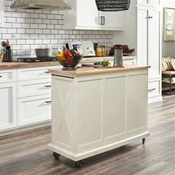 BOWERY HILL Traditional Wood Kitchen Cart In White -Amazon Store 517tRcFS0mS