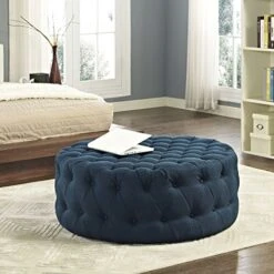 Modway Amour Fabric Upholstered Button-Tufted Round Ottoman In Azure -Amazon Store 517xIXCPGjL