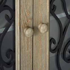 Signature Design By Ashley Mirimyn Vintage 65" 4-Door Accent Cabinet With Clear Glass Inlay And 2 Adjustable Shelves, Gray -Amazon Store 517xJcXcgNL