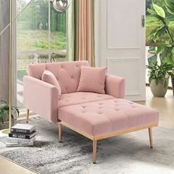 NOSGA Modern Tufted Velvet Sofa Chaise Lounge Indoor, Adjustable Backrest Lounge Sofa With Thick Padded, Convertible Reclining Chair With Rose Golden Metal Legs For Living Room Home Office(Pink) 16 NOSGA Modern Tufted Velvet Sofa Chaise Lounge Indoor, Adjustable Backrest Lounge Sofa With Thick Padded, Convertible Reclining Chair With Rose Golden Metal Legs For Living Room Home Office(Pink) -Amazon Store 5181ky4E 1S. AC