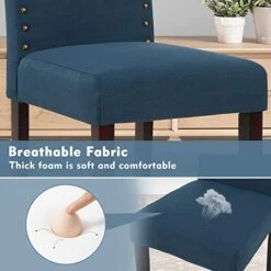 LSSPAID Dining Chairs Set Of 4, High Back Fabric Upholstered Parsons Dining Room Chairs, Nail Head Trim Dining Chair, Turquoise -Amazon Store 5187VoSCSnL