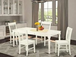 East West Furniture DONO9-LWH-W Dining Set, 9 Pieces -Amazon Store 5188tcTosmL. AC