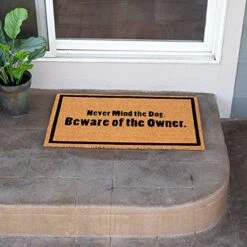 Beware Of Owner Coir Doormat - 18 X 30 Inch - Funny Door Mat - Standard Welcome Mat With Black Border And Natural Fade - Vinyl Backed - Indoor Outdoor - Front Door Entryway Mats -Amazon Store 518GMy6UJIS