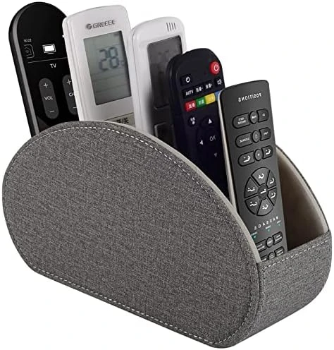 Leather Remote Control Holder With 5 Compartments TV Remote Caddy Storage Box/Tray,Desktop Organizer Store Controller,Glasses,Brush,Media Player,Pen,Space Saver For Bedside Table/Office Desk(Black) 9 Leather Remote Control Holder With 5 Compartments TV Remote Caddy Storage Box/Tray,Desktop Organizer Store Controller,Glasses,Brush,Media Player,Pen,Space Saver For Bedside Table/Office Desk(Black) - Image 7