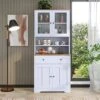 TURRIDU Pantry Storage Cabinet, 70.9" Freestanding Tall Storage Cabinet With Glass Doors, A Large Drawer And Adjustable Shelves, Multifunctional Buffet Sideboard For Living Room Dining Room, White -Amazon Store 518JRfqI2JL