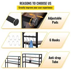 VEVOR Kitchen Baker's Rack, 5-Tier Microwave Stand With 6 Hooks Utility Storage Shelf, Industrial Bakers Racks For Kitchens With Storage, Standing Kitchen Rack For Home Bar, Coffee Bar, Dining Room -Amazon Store 518JXyrik3L