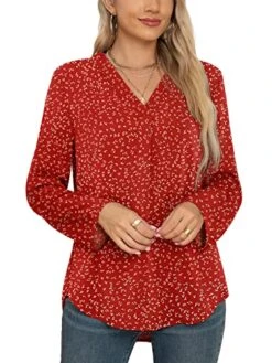 QUEZHU Medium, Long Sleeve Blouses For Women Dressy Elegant Work Flowy Blouses Chiffon Blouses Tops -Amazon Store 518TI96DHTL 1