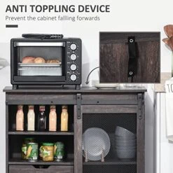 HOMCOM Industrial Sideboard Buffet Cabinet, Kitchen Cabinet, Coffee Bar Cabinet With 2 Drawers, 2 Open Shelves And Metal Mesh Sliding Door, Dark Brown -Amazon Store 518ZMlXg26L