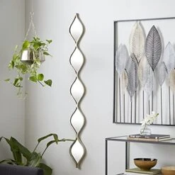 Deco 79 Metal Slim Stacked Chain 5 Layer Wall Mirror With Tear Drop Pattern And Foil Detailing, 7" X 1" X 58", Silver -Amazon Store 518ZdlZrcuS. AC