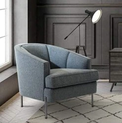 Iconic Home Astoria Sofa Barrel 2 T-Shaped Seat Cushion Design Linen-Textured Upholstery Vertical Channel-Quilted Tight Back Espresso Solid Metal Legs Modern Transitional, BLACK -Amazon Store 518cC3m4AkL. AC