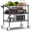 Leteuke Heavy Duty 3 Tier Rolling Utility Cart,NSF Certified 990Lbs Capacity Rolling Carts With Wheels,Commercial Grade Metal Cart With Handle Bar & Shelf Liner,Trolley Serving Cart For Kitchen, Black 2 Leteuke Heavy Duty 3 Tier Rolling Utility Cart,NSF Certified 990Lbs Capacity Rolling Carts With Wheels,Commercial Grade Metal Cart With Handle Bar & Shelf Liner,Trolley Serving Cart For Kitchen, Black -Amazon Store 518hHOFZatL