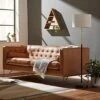 Amazon Brand – Rivet Brooke Contemporary Mid-Century Modern Tufted Leather Sofa Couch, 82"W, Cognac -Amazon Store 518k8qoyifL