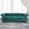 NOSGA Modern Chesterfield Fabric 3 Seater Couch Furniture, Deep Button Tufted Chesterfield Velvet Sofa With Scroll Arms, Upholstery Nailhead Trim Sofa Couches For Living Room(Green) -Amazon Store 518mghp007L