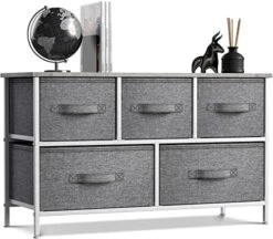 Sorbus Dresser With 5 Drawers - Storage Chest Organizer Unit With Steel Frame, Wood Top, Easy Pull Fabric Bins - Long Wide TV Stand For Bedroom Furniture, Hallway, Closet & Office Organization -Amazon Store 518qxdhACgL. AC