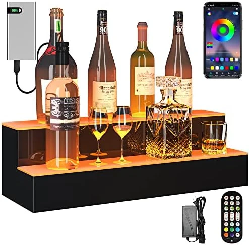 YITAHOME LED Lighted Liquor Bottle Display Shelf Supports USB & Power Bank, 3-Step 40-inch Bar Liquor Alcohol Shelf For Home Decoration Counter Party, Acrylic Whiskey Rack Stand With Remote & App Control 9 YITAHOME LED Lighted Liquor Bottle Display Shelf Supports USB & Power Bank, 3-Step 40-inch Bar Liquor Alcohol Shelf For Home Decoration Counter Party, Acrylic Whiskey Rack Stand With Remote & App Control - Image 7