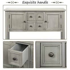 Merax Farmhouse Rustic Wood Buffet Dining Sideboard Storage Cabinet, Console Table With 4 Small Drawers, 2 Cabinet And Bottom Shelf, Antique Grey 17 Merax Farmhouse Rustic Wood Buffet Dining Sideboard Storage Cabinet, Console Table With 4 Small Drawers, 2 Cabinet And Bottom Shelf, Antique Grey -Amazon Store 518v69YKDPL