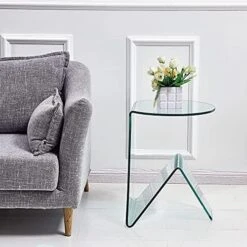 Glass End Side Table For Living Room Nightstand Bedside Table Small Coffee Table(19.7" X15.7x17.7) (20x16x18) -Amazon Store 518w4vqEtfL. AC