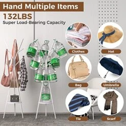 MULSH Standing Coat Rack Hat Hanger Coat Rack Hooks Coat Rack Hall Tree Entryway Standing Hat Jacket Coat Hanger Rack In White,17.72" W X 17.72" D X 73.46" H -Amazon Store 518yu66fZ8L