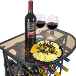 Sorbus Wine Rack Stand Bordeaux Chateau Style With Glass Table - Holds Bottles Of Wine - Elegant French Style Wine Rack To Compliment Any Space - Minimal Assembly (Wine Stand - 30 Bottles) -Amazon Store 518yypKP3lL