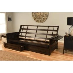 Kodiak Furniture Phoenix Queen Espresso Wood Storage Futon-Charcoal Mattress -Amazon Store 5191KNsiidL