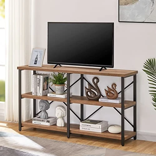 BON AUGURE Rustic Console Table With Shelves Behind Sofa, Industrial 3 Tier Entry Table For Hallway, Farmhouse Entryway Table For Living Room (55 Inch, Vintage Oak) 8 BON AUGURE Rustic Console Table With Shelves Behind Sofa, Industrial 3 Tier Entry Table For Hallway, Farmhouse Entryway Table For Living Room (55 Inch, Vintage Oak) - Image 6