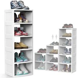 KOUPA 6-Tier Shoe Rack Storage Organizer,Stackable And Adjustable Multi-Function Shoe Boxes,Space Saving Shoe Shelf Bins ,Extra Large Capacity, Shoe Cubby(White) 12 KOUPA 6-Tier Shoe Rack Storage Organizer,Stackable And Adjustable Multi-Function Shoe Boxes,Space Saving Shoe Shelf Bins ,Extra Large Capacity, Shoe Cubby(White) -Amazon Store 519CUz5LPML. AC