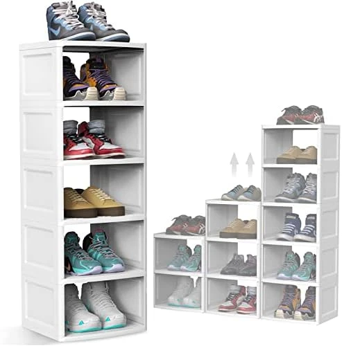 KOUPA 6-Tier Shoe Rack Storage Organizer,Stackable And Adjustable Multi-Function Shoe Boxes,Space Saving Shoe Shelf Bins ,Extra Large Capacity, Shoe Cubby(White) 7 KOUPA 6-Tier Shoe Rack Storage Organizer,Stackable And Adjustable Multi-Function Shoe Boxes,Space Saving Shoe Shelf Bins ,Extra Large Capacity, Shoe Cubby(White) - Image 5