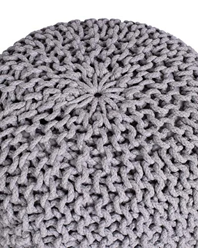 BIRDROCK HOME Round Pouf Foot Stool Ottoman - Knit Bean Bag Floor Chair - Cotton Braided Cord - Great For The Living Room, Bedroom And Kids Room - Small Furniture (Light Grey) 6 BIRDROCK HOME Round Pouf Foot Stool Ottoman - Knit Bean Bag Floor Chair - Cotton Braided Cord - Great For The Living Room, Bedroom And Kids Room - Small Furniture (Light Grey) - Image 4