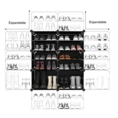 BASTUO Shoe Rack Organizer 48 Pairs Portable Shoe Storage Shelf Cabinet Narrow Standing Stackable Space Saver For Closet, Entryway, Hallway, Stand Expandable For Heels, Boots, Slippers, Black 4 BASTUO Shoe Rack Organizer 48 Pairs Portable Shoe Storage Shelf Cabinet Narrow Standing Stackable Space Saver For Closet, Entryway, Hallway, Stand Expandable For Heels, Boots, Slippers, Black - Image 2