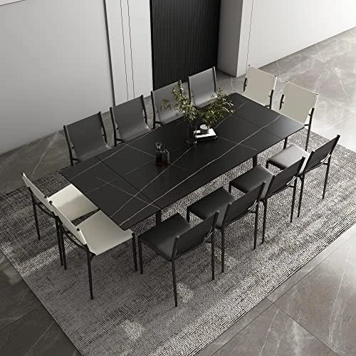 Luck Live 62.9'' To 94.4'' Extendable Dining Tables For 4 To 8 - New Sintered Stone Material Rectangle Dining Table -High Hardness,Black, Easy 8 Luck Live 62.9'' To 94.4'' Extendable Dining Tables For 4 To 8 - New Sintered Stone Material Rectangle Dining Table -High Hardness,Black, Easy - Image 6