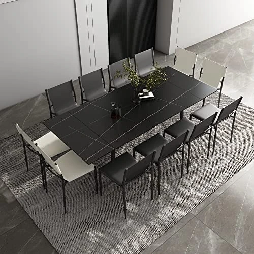 Luck Live 62.9'' To 94.4'' Extendable Dining Tables For 4 To 8 - New Sintered Stone Material Rectangle Dining Table -High Hardness,Black, Easy 3 Luck Live 62.9'' To 94.4'' Extendable Dining Tables For 4 To 8 - New Sintered Stone Material Rectangle Dining Table -High Hardness,Black, Easy