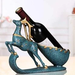 Bonoda Single Wine Bottle Holder Stand Countertop Ceramic Reindeer Home Decor