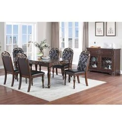 Poundex Wood Server With 2 Drawers And 2 Doors In Cherry Brown -Amazon Store 519PPbW9prL