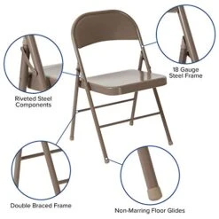 Flash Furniture HERCULES Series Double Braced Beige Metal Folding Chair -Amazon Store 519cB1h1nIL