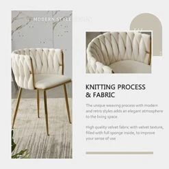 Tsuysi Velvet Dining Chairs Set Of 4, Modern Dining Chair With Golden Metal Legs, Woven Upholstered Dining Chairs For Dining Room, Kitchen, Vanity, Living Room (Beige) 19 Tsuysi Velvet Dining Chairs Set Of 4, Modern Dining Chair With Golden Metal Legs, Woven Upholstered Dining Chairs For Dining Room, Kitchen, Vanity, Living Room (Beige) -Amazon Store 519eIj417tL