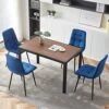 NORDICANA 5-Piece Dining Table Set, 47 In Modern Walnut Color Rectangle Kitchen Table & 4 Navy Blue Velvet Upholstery Side Chairs, Solid Metal Legs, Dining Room Set For 4 -Amazon Store 519gYeuGNhL