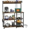 Topfurny Bakers Rack With Power Outlet, Microwave Stand, Kitchen Storage Shelf With Wire Basket, Coffee Bar Station With Wine Glass Holder, Kitchen Rack For Spices, Pots, And Pans, Rustic Brown 2 Topfurny Bakers Rack With Power Outlet, Microwave Stand, Kitchen Storage Shelf With Wire Basket, Coffee Bar Station With Wine Glass Holder, Kitchen Rack For Spices, Pots, And Pans, Rustic Brown -Amazon Store 519h5DMvFeL