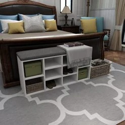 Entryway Shoe Storage Bench, Multifunctional Creative Organizer Storage Stool W/Soft Cushion Seat, Foot Stool Storage Cabinet For Hallway Bedroom (White) 10 Entryway Shoe Storage Bench, Multifunctional Creative Organizer Storage Stool W/Soft Cushion Seat, Foot Stool Storage Cabinet For Hallway Bedroom (White) -Amazon Store 519hG6iDcqL