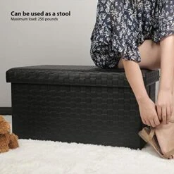 B FSOBEIIALEO Folding Storage Ottoman, Faux Leather Footrest Seat Long Ottomans Bench Storage Box Chest, Black 30"x15"x15" 19 B FSOBEIIALEO Folding Storage Ottoman, Faux Leather Footrest Seat Long Ottomans Bench Storage Box Chest, Black 30"x15"x15" -Amazon Store 519i4SxS2DL