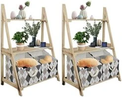 Babion White Ladder Shelf, 3 Tier Ladder Bookshelf With 2 Baskets，Wood Rustic Ladder Bookshelf, Freestanding Storage Organizer Rack, Indoor Plant Stand, Ladder Shelves For Home, 2PCS,White -Amazon Store 519loEbUjWL. AC 1