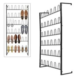 MyGift Black Metal Shoe Organizer For Entryway, Wall Mounted Shoe Rack For Closet With 36 Hooks, Holds Up To 18 Pair -Amazon Store 519oEEFvl6L