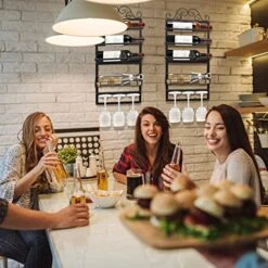 AUHOKY Wine Rack Wall Mounted, Metal Wine Bottle Glass Display Holder With Hanging Goblet Holders & Cork Storage, Hanger Wall Wine Bottle Shelf Organizer For Home Kitchen Dining Bathroom Decor 16 AUHOKY Wine Rack Wall Mounted, Metal Wine Bottle Glass Display Holder With Hanging Goblet Holders & Cork Storage, Hanger Wall Wine Bottle Shelf Organizer For Home Kitchen Dining Bathroom Decor -Amazon Store 519tAY61KDL